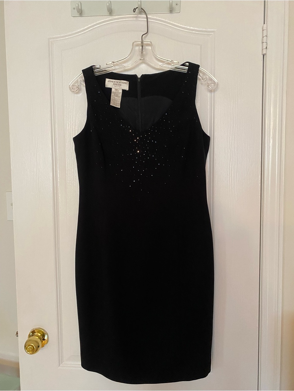 Jones New York Black Midi Sheath Dress with Subtle Embellishment